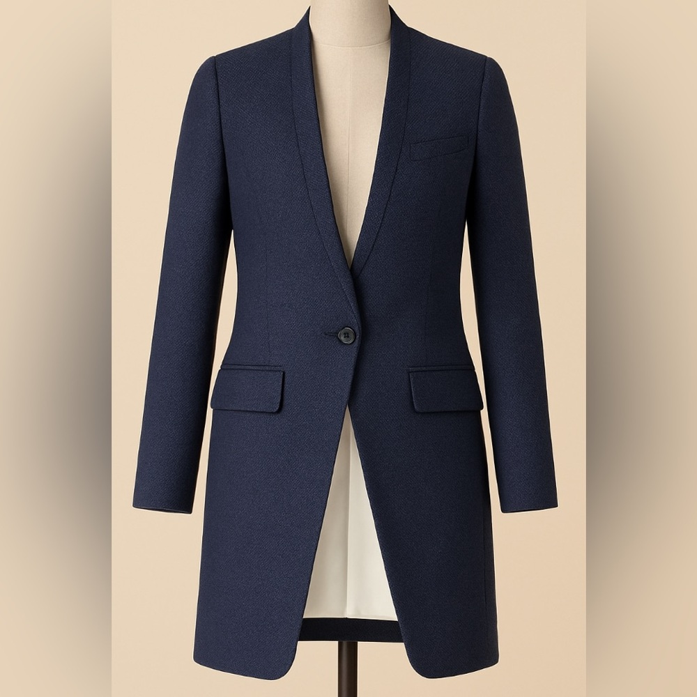 Smythe Navy Longline Blazer Coat - Picture 1 of 7